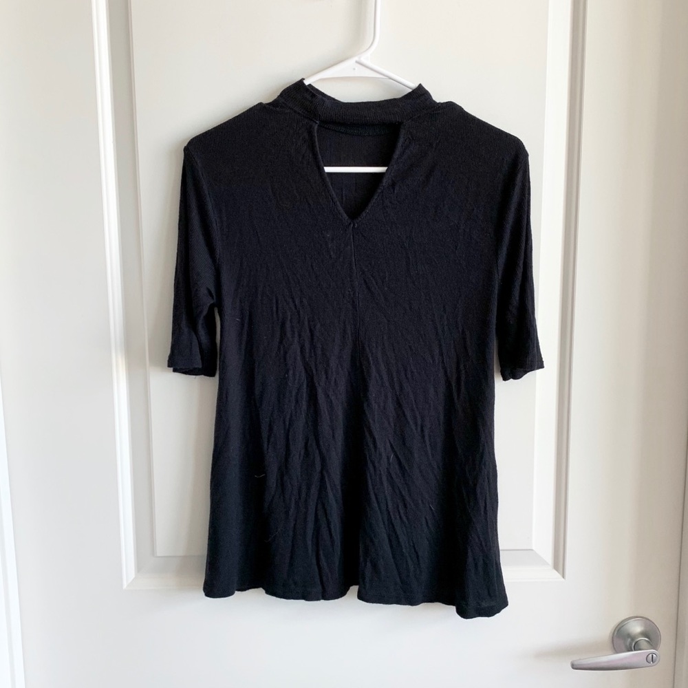SO Perfectly Soft Black Ribbed Tunic | Medium